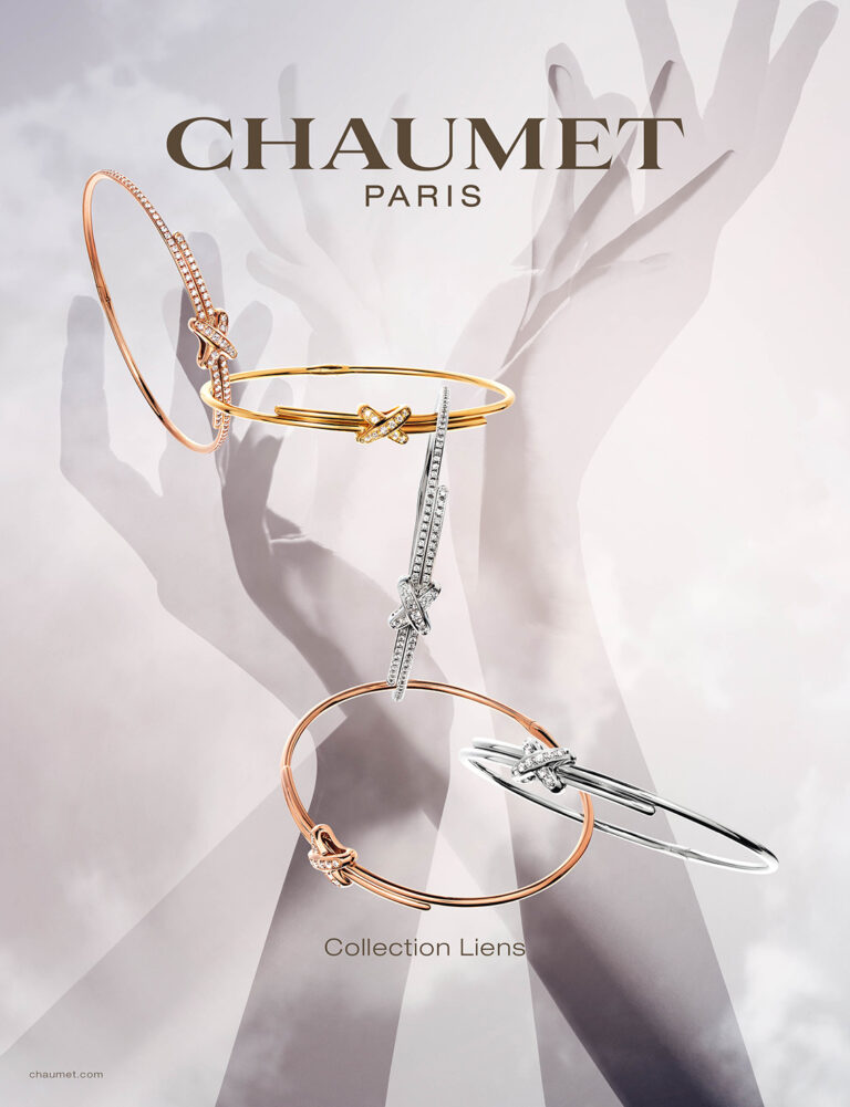 Publicité Chaumet Collection Liens montre des bracelets entrelacés