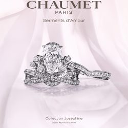 Publicité Chaumet Collection Joséphine- représente une bague avec plusieurs diamant appelée Bague Aigrette impériale